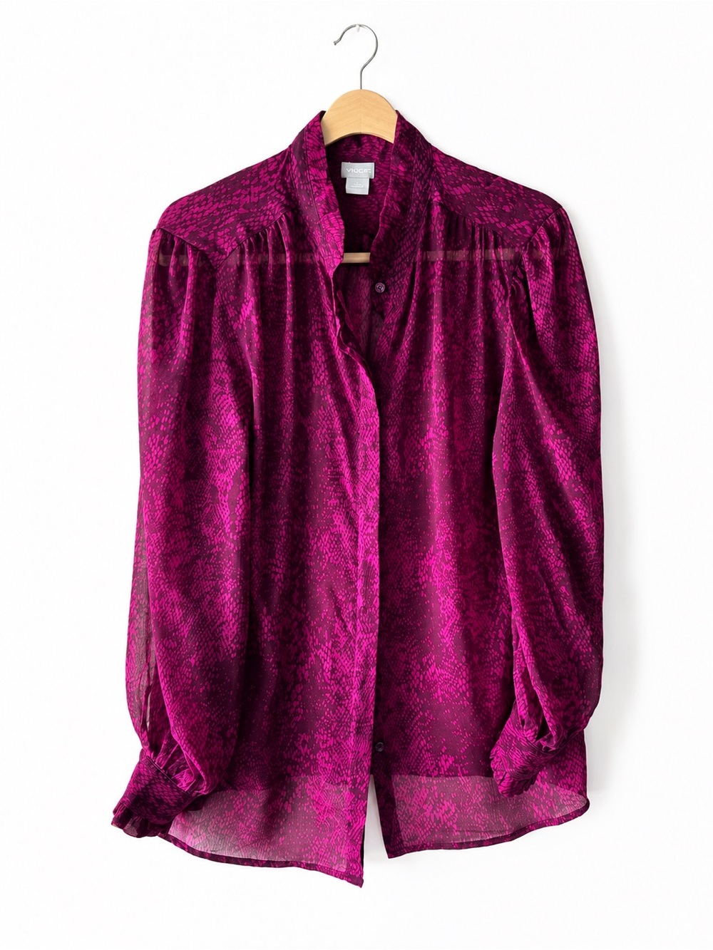 Chico's Deep Magenta Snake-Print Button Down Shirt